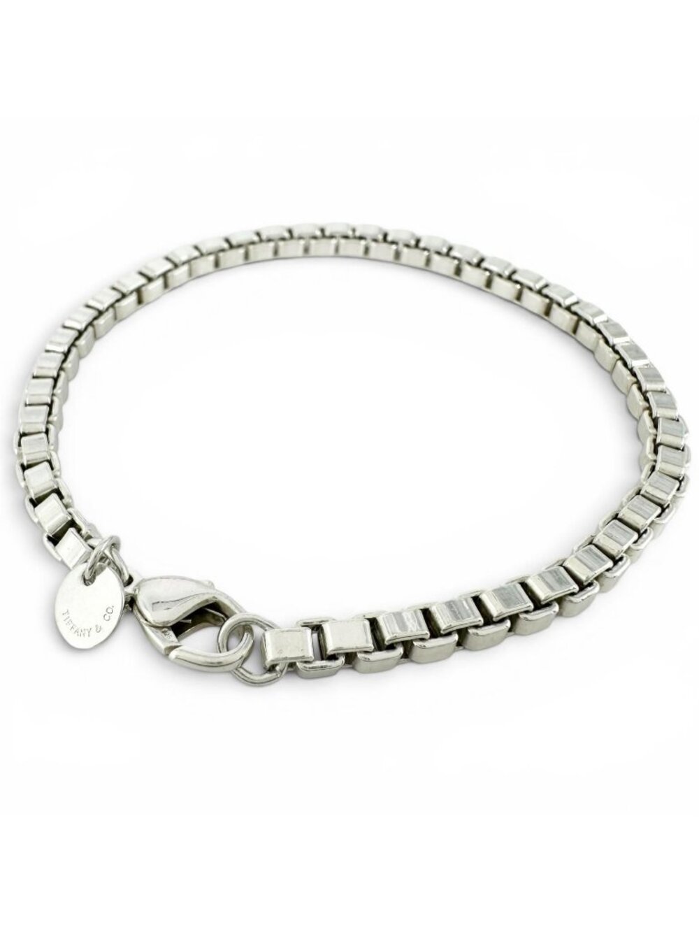 Tiffany & Co Venetian 925 Sterling Silver Box Chain Bracelet
